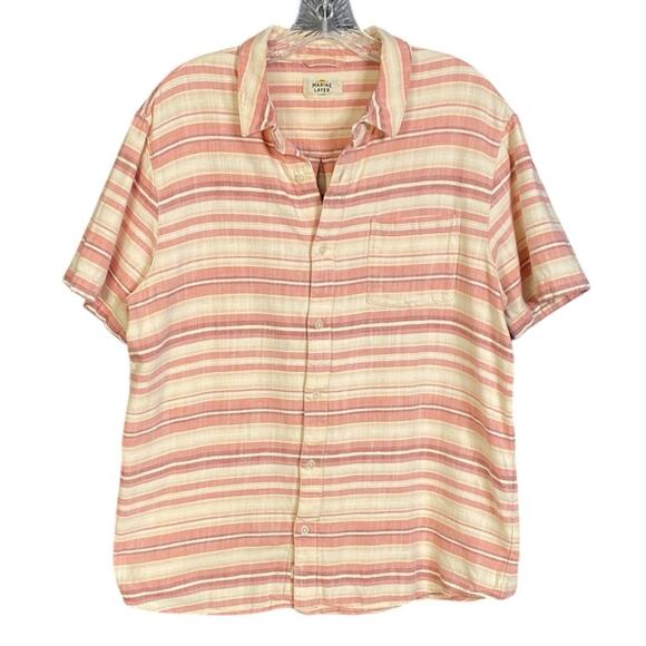 Marine Layer Stretch Selvage Stripe Shirt Men's Large - Picture 2 of 7